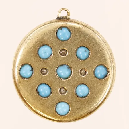 Hänge, stenar, skadat, defekt, glas, del i 18K och oädel metall, 14K Bruttovikt 13,6g