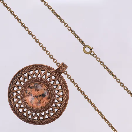 Collier Kalevala, 80cm, hänge, granit, 50mm, brons