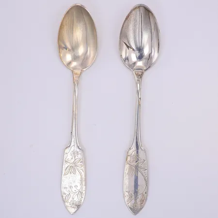 2 Matskedar, modell Tornedal, 21cm, Haparanda år 1957-58, 830/1000 silver Vikt: 112,7 g