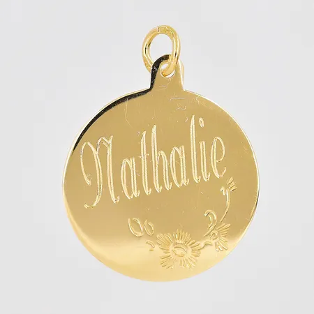 Hänge, Ø 18mm, personlig gravyr, 18K Vikt: 1,2 g