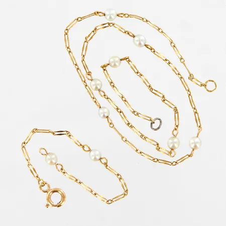 Collier, pärlor Ø3,5mm, defekt, 18K Vikt: 2,9 g