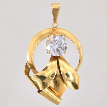 Hänge med vit sten, 38x22mm, 18K Vikt: 3,7 g