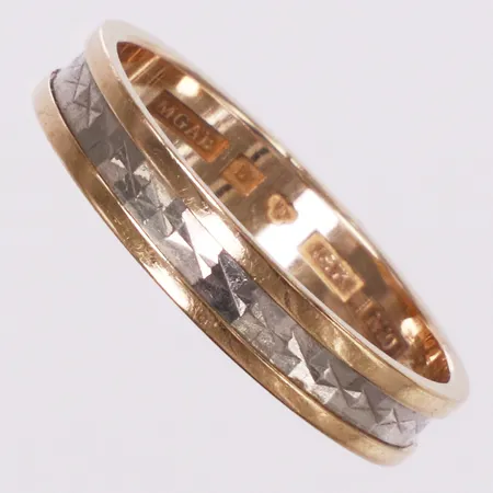 Ring, stl 16½, bredd 3,4mm, tvåfärgad, Markström år 1987, 18K Vikt: 2,2 g