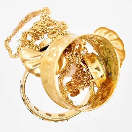 Diverse guld, trasigt, stenar, pärla, 18K Vikt: 9,6 g