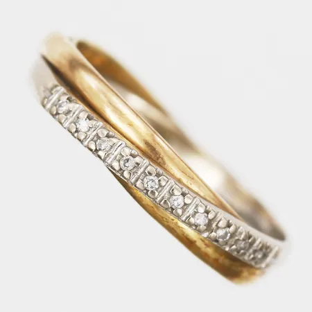 Ring med diamanter 10 x ca. 0,005ct, tvåfärgad, stl: 17¼, bredd: 4mm, Guldfynd AB, 18K guld.  Vikt: 2,7 g