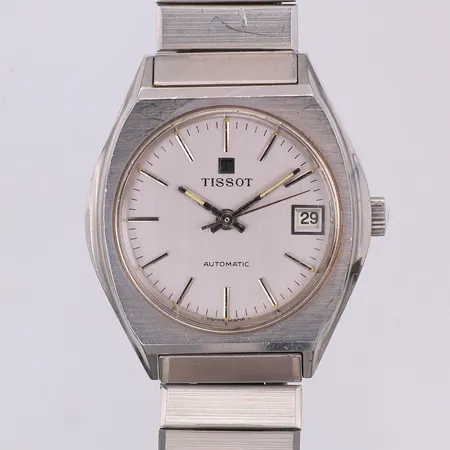 Herrur Tissot automat, datum, Ø36mm, stål, armband stål, viklås, 20,5cm