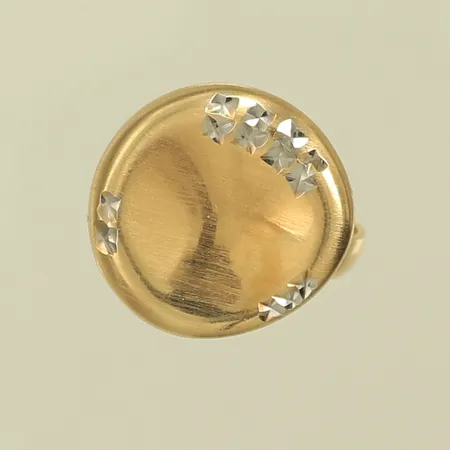 Ring, tvåfärgad, stl 17¾, bredd 3-19mm, 14K, 5,6g Vikt: 5,6 g