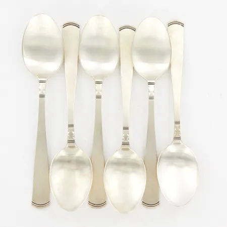 Sex bordsskedar, modell Rosenholm, 18,3cm, år 1991, 1992, silver 830/1000 Vikt: 249,1 g
