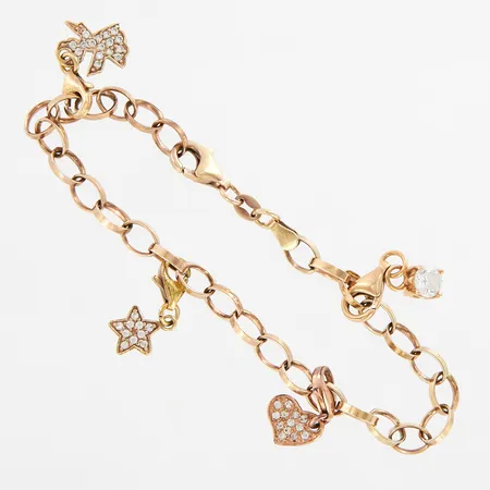 Armband Ankar18cm, bredd: 4mm, 4 hängen med karbinhakar 18-21mm, förgyllt silver, slitage, 925/1000 Vikt: 8,9 g