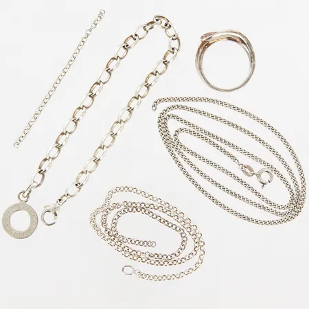 Armband Thomas Sabo 18cm, bredd:4mm, skevt lås, 2 kedjor defekta, 1 ring stl 18, bredd: 3-10mm, silver 925/1000 Vikt: 19,9 g