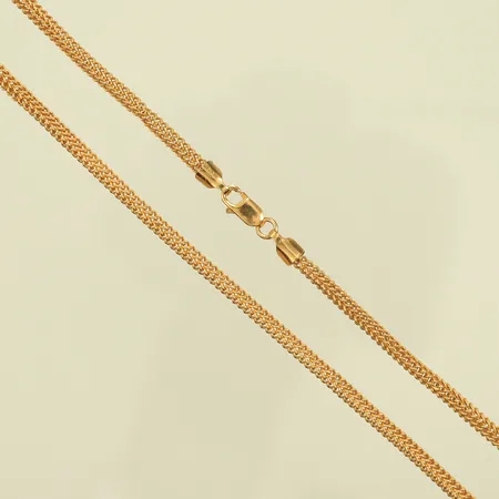 Halskedja, längd 46,5cm, bredd 3mm, skeva länkdelar, 21K, 6,8g Vikt: 6,8 g