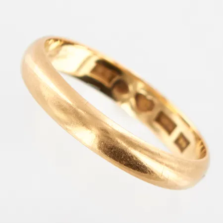 Ring slät, stl 19¾, bredd: 4mm, 18K Vikt: 3,8 g