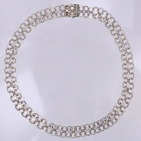 Collier, X-länk, 45cm, bredd 12mm, NSE, 925/1000 silver Vikt: 40,7 g