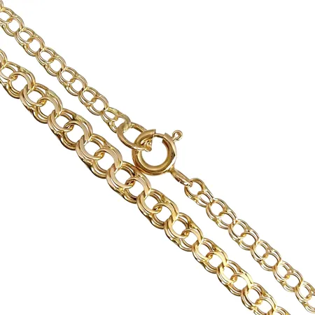 Halskedja Bismarck, 18K guld, doserad modell, N S E Guldvaru Aktiebolag, svensk kontrollstämpel, längd 43,5 cm, bredd 3 - 4,3 mm, fint skick Vikt: 5,2 g