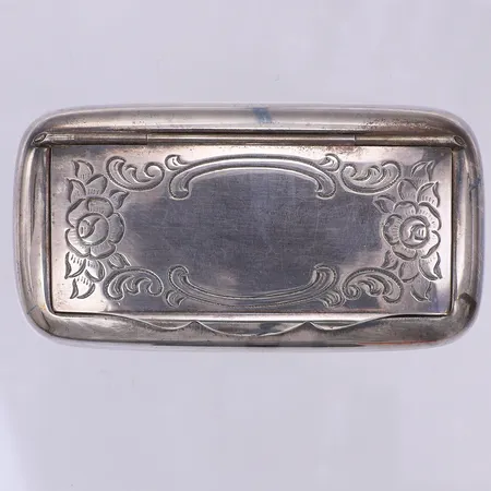 Snus/pillerdosa 9 x 4,5 x 2 cm, förgylld insida, Mema import, silver Vikt: 71,4 g