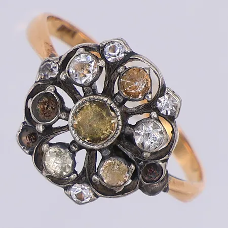 Ring, stenar, fattning i silver, stl 16½, år 1916, saknar tre stenar, 18K Vikt: 2,3 g