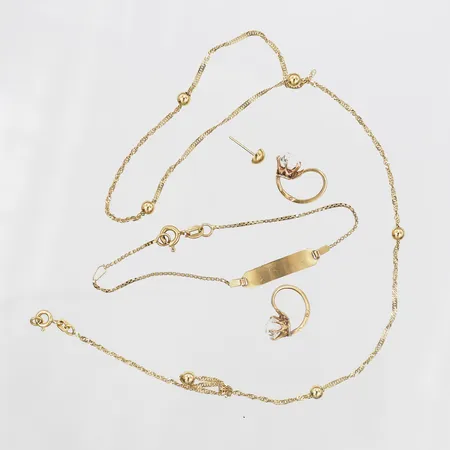 Diverse guld, stenar, skadat, defekt, 18K Vikt: 8 g