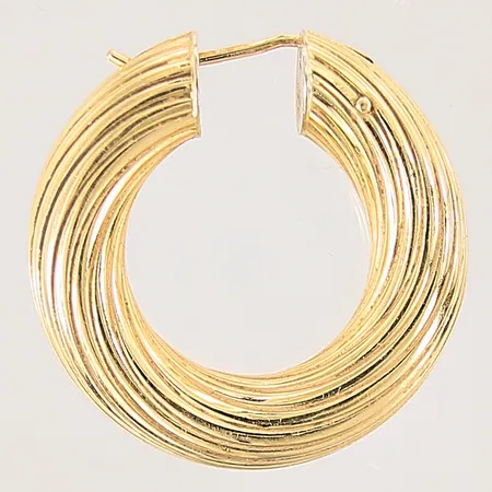 Udda örhänge med dekor, creol, Ø34mm, bucklig, 18K Vikt: 6,9 g