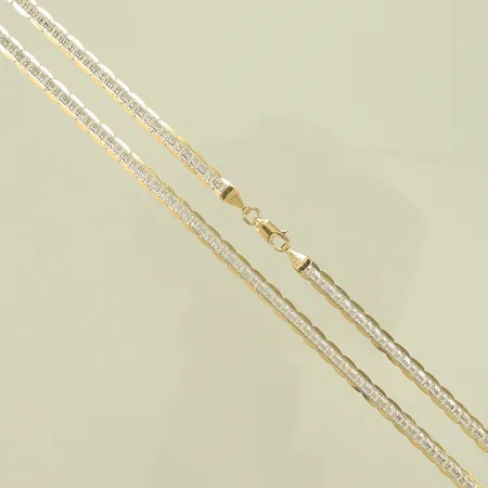 Halskedja, tvåfärgad, längd 50cm, bredd 5mm, 14K, 11,8g Vikt: 11,8 g