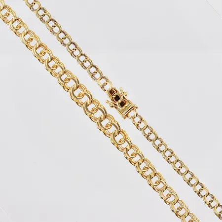 Collier Bismarck, 43cm, doserad bredd 4-6,4mm, Clareus Guldsmeds AB, 18K Vikt: 14,6 g