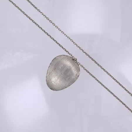 Collier, Ankar, 66cm, hänge, samiska tecken, 58mm, Jokkmokks tenn år 1978, UE