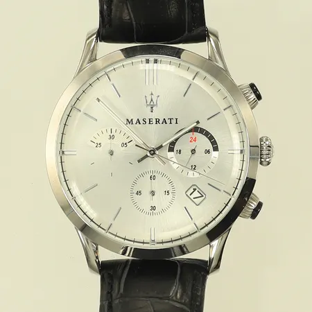 Herrur, Maserati, chronograph, quartz, ref.nr: 80835, serienr: 8871633001, läderband, Ø 40mm, batteribyte krävs, box Vikt: 0 g
