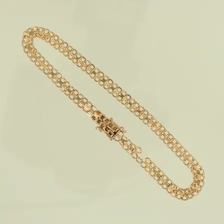 Armband, x-länk, längd 20cm, bredd 5mm, skeva/trasiga länkdelar, 18K, 5,9g Vikt: 5,9 g