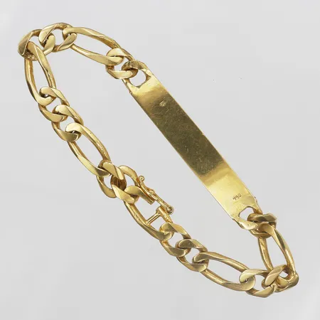 Armband med platta, gravyr, längd 21cm, bredd 10mm, 18K guld Vikt: 31,9 g