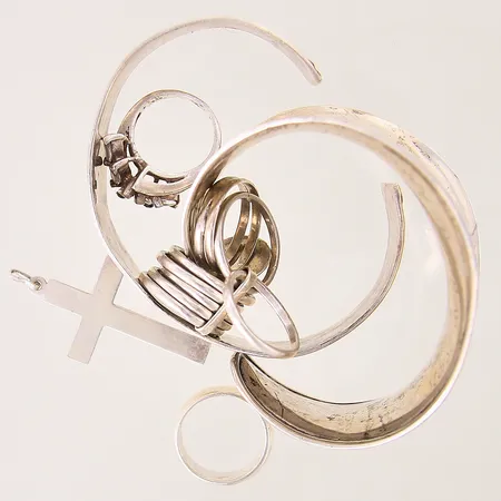 Silversmycken, stenar, repor, bucklor, skevheter, silver 925/1000 Vikt: 83,4 g