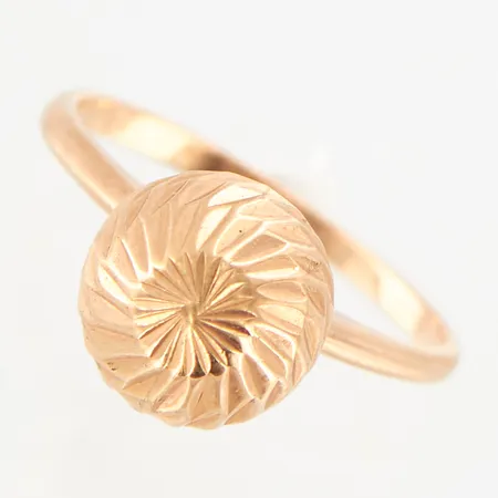 Ring, mönstrad kula, Ø10mm, stl 18, bredd: 1,5mm, roséguld, 14K Vikt: 2,9 g