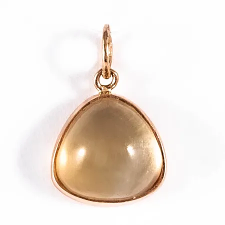Hänge i 18K guld med en ljusgul sten. Det är 15 mm långt inkl. ögla och väger 0,9g.