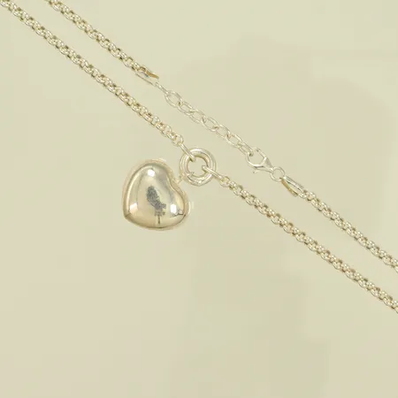 Halskedja med integrerat hänge, hjärta, längd 45cm, bredd 3-26mm, 8,1g 