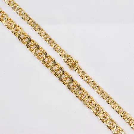 Collier Bismarck, 43cm, doserad bredd 4,9-8,3mm, Hedens Guldsmeds AB Bröderna, 18K Vikt: 30,2 g