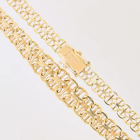 Collier doserad X-länk med stav, längd 45cm, bredd 5-9mm, 18K  Vikt: 15,3 g