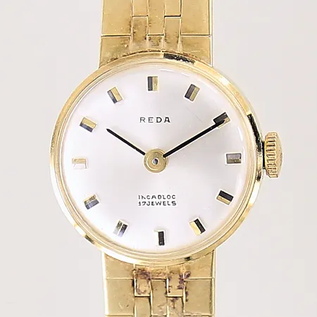 Damur Reda, 14K, manuell, 19mm, serie-nr: 317398, plexiglas, integrerad länk 14K, brv: 23,3g