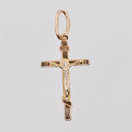 Hänge krucifix, 11x24mm inklusive ögla, tvåfärgad, 14K Vikt: 0,5 g