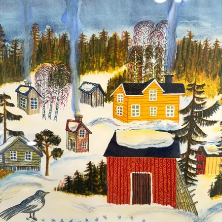 Tavla, färglitografi, Mårten Andersson, signerad, med dedikation från år 1973, bildmått 34x26cm, mått inklusive ram 58x45cm Skickas med postpaket.