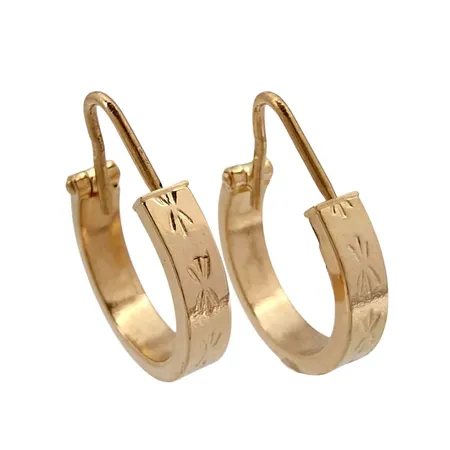 Örhängen Creoler, 18K guld, UnoAerre, mönstrad modell, diameter 13 mm, bredd 2,7 mm, fint skick Vikt: 1,3 g