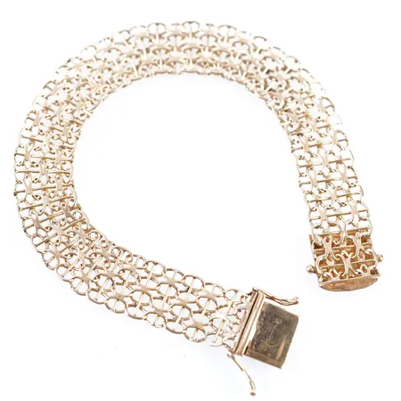 Armband x-länk m stav, 19cm, bredd 13mm, 18k, liten defekt Vikt: 14,6 g