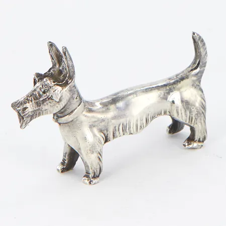 Smörhund Terrier Skotte, 80mm, höjd 50mm, förmodligen Tenn, Vikt: 122 g