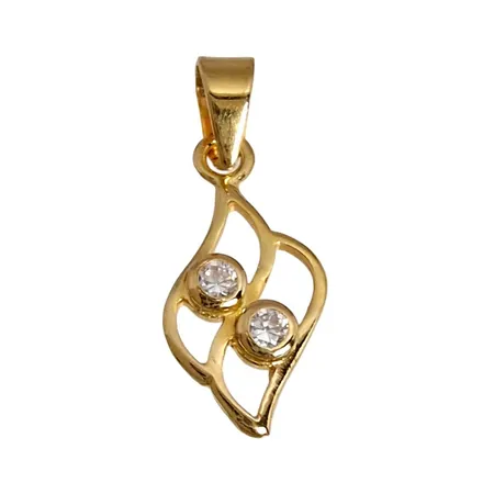 Hänge, 18K guld, vita stenar, Guldfynd (GFAB), längd inkl. ögla 17 mm, bredd 7 mm Vikt: 0,4 g