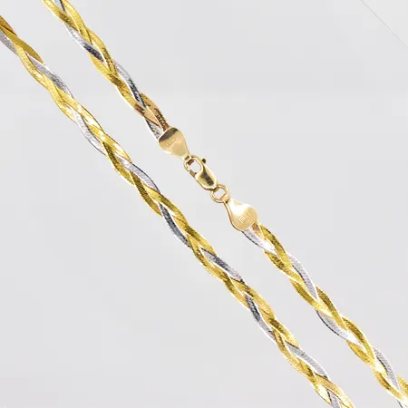 Collier, 45cm, bredd 4mm, tvåfärgad, skadad länk, 9K Vikt: 4 g