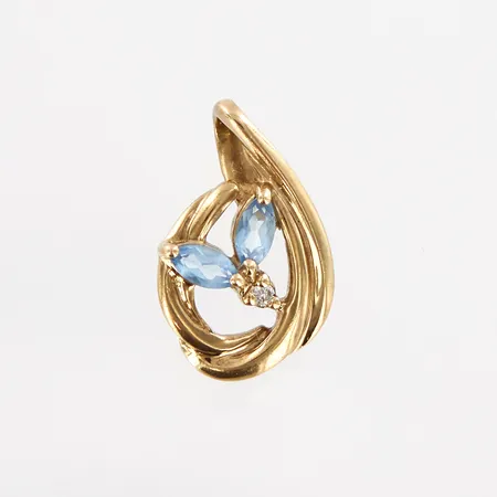 Hänge med diamant ca 0,01ct samt blå stenar, 10x15mm, 9K Vikt: 1 g