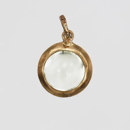 Hänge med sten, längd 17mm inklusive ögla, bredd 10mm, 18K  Vikt: 1,1 g