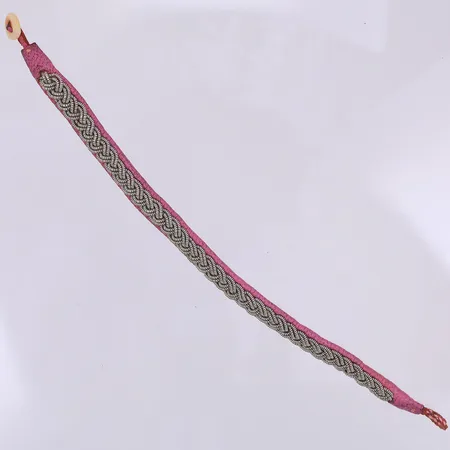 Tennarmband, läder/tenn/horn, 17,5cm, rosa