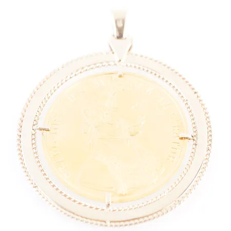 Hänge 14k m mynt 23k, Ø53mm mynt Ø ca 40mm, 14k/23K Vikt: 24,6 g