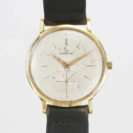 Herrur Fortis, 18K manuell, Ø36mm, boettnummer 5183, slitage, lagningar, repor, skadad urtavla, inga övriga tillbehör.