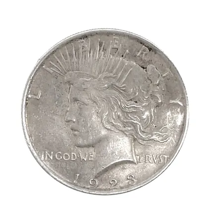 Mynt, silverdollar, (Peace Dollar), USA 1923, silver 900/1000, Ø38 mm, fint ex, patina Vikt: 26,8 g