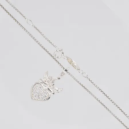 Kedja Ankar, 38-42cm, berlock ängel med vita stenar, ca 13x25mm inklusive ögla, design Thomas Sabo, silver 925/1000 Vikt: 7,1 g