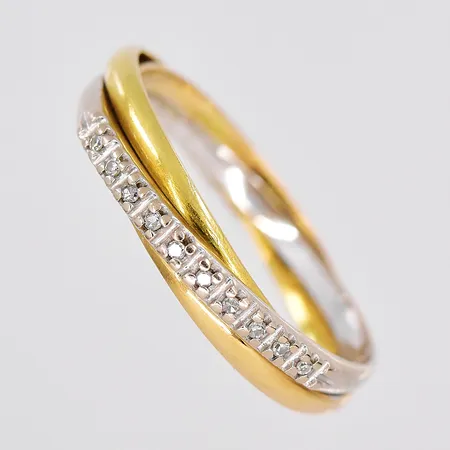 Ring, diamanter ca 0,05ctv, stl 19½, trefärgad, GFAB, 18K Vikt: 3,2 g